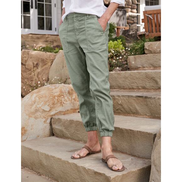 Frank & Eileen Jameson Sage Cotton Flax Blend Joggers Pants Size 2 - Picture 1 of 7